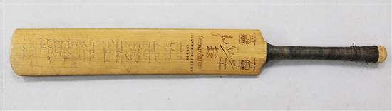 A Jack Robertson cricket bat signed by the 1961 Australia & England teams,